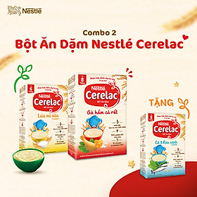 Combo 2 Bột Ăn Dặm Nestlé Cerelac Vị Lúa Mì Sữa 200gr Gà Hầm Cà Rốt 200gr
