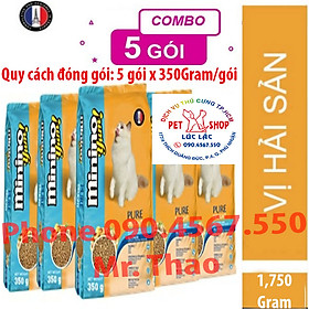 Combo 5 gói x 350g - Thức ăn cho mèo Minino Yum hải sản 350g x 5 gói