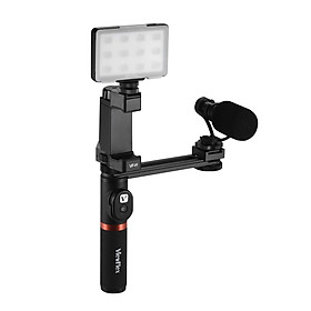 Tay Cầm Kép Viewflex VF-H6 Quay Video Kèm Thiết Bị Điều Khiển Đèn LED Micro Cho Iphone 6 6s Plus Samsung Galaxy S8+ S8 Note 3 Huawei