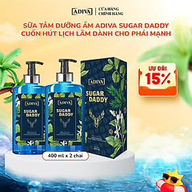 Combo 2 Chai Sữa Tắm Dưỡng Ẩm Hương Nước Hoa Kháng Khuẩn Cho Nam ADIVA Sugar Daaddy (400ml/Chai)