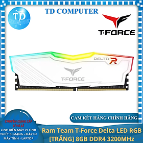 Mua Ram máy tính Team T-Force Delta LED RGB  TRẮNG  8GB DDR4 3200MHz - Hàng chính hãng Viễn Sơn phân phối