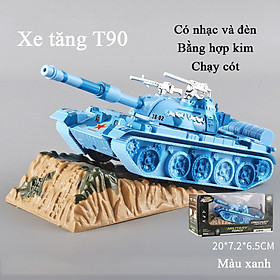 Đồ chơi mô hình xe tăng T90 chất liệu hợp kim, có âm thanh và ánh sáng