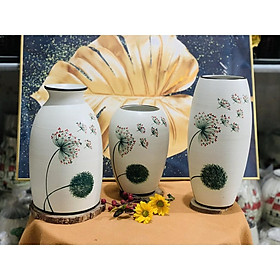 Mua Lọ Hoa (Bình Bông) Sứ UNC Việt Nam - Dáng bó mạ  vẽ hoa cẩm tú cầu  bộ gồm 3 lọ