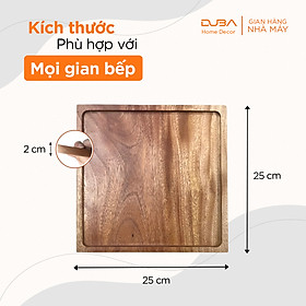 Khay gỗ xà cừ decor, thớt gỗ trang trí hình vuông màu tự nhiên đạt chuẩn xuất khẩu - DUBA