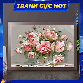 Mua Tranh Tô Màu Theo Số - Tranh Hoa Hồng Lọ Thuỷ Tinh - MS386