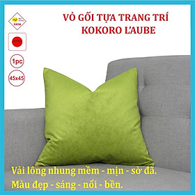 Mua Vỏ gối tựa lưng vải nhung cao cấp Kokoro hiệu L’aube 45x45cm màu xanh lá