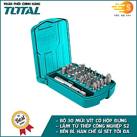 Bộ 30 mũi bắt vít 25mm thép chuyên dụng S2 TOTAL TACSD10306 - Có hộp đựng, nhỏ gọn, đầu vít có từ tính