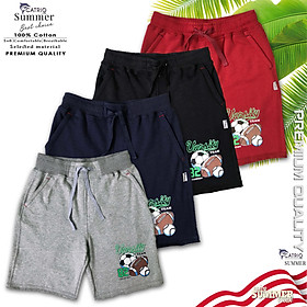 QUẦN SHORT BÉ TRAI CATRIO IN VARSITY là quần ngố, quần lửng trẻ em từ 5 tuổi 20kg đến 14 tuổi 50kg, vải dệt kiểu da cá 100% cotton an toàn đạt chuẩn xuất khẩu, khi kết hợp với áo phông ngắn tay thành bộ đồ bé trai mặc đi học, đi chơi du lịch vui và đẹp