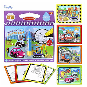 Sổ Lò Xo Magic Water Drawing Book Cho Trẻ - Mẫu Vehicle