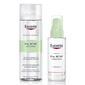 Bộ Serum Hỗ Trợ Trị Mụn Eucerin ProAcne Solution Super Serum (30ml) Và Nước Tẩy Trang Da Mụn Eucerin Pro ACNE Solution Acne & Make-up Cleansing Water (200ml)