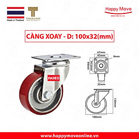 Mua Bánh xe đẩy PU cốt gang càng xoay 360 độ 75-100-125mm - Happy Move Thái Lan