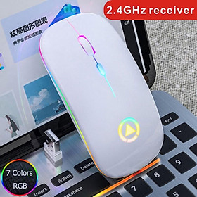 Chuột Bluetooth Không Dây Sạc Mause Với Ma Thuật Đèn Led USB Hai Chế Độ Mỏng Im Lặng RGB Ergonomic Cho Máy Tính Copmputer Laptop - one