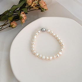 Vòng Tay Hạt Ngọc Trai Nước Ngọt Trắng Dẹt 6 - 8 Ly Dễ Thương - Trường Thịnh Ngọc Trai