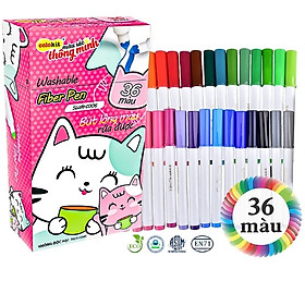 Bút lông 36 màu Fiber Pen Washable - Nét mảnh nét to - Colokit SWM-C006 (Mẫu Ngẫu Nhiên)