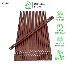 Mua Đũa ăn cơm gỗ tự nhiên khảm chéo HAHANCO  CTL587  Bộ 10 đôi không hóa chất nhuộm tẩy