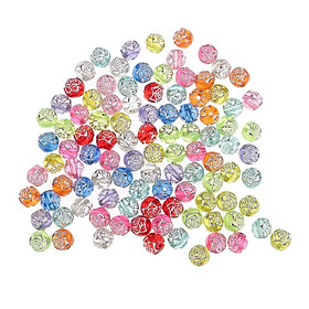 2-3pack 100 Pieces Acrylic Spacer Beads Rose Flower Round Beads Kids DIY Jewelry