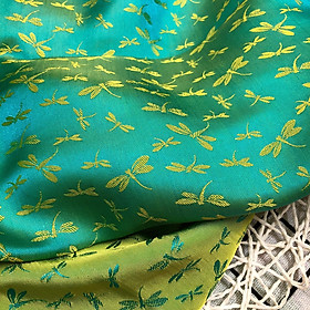 Vải Lụa Tơ Tằm chuồn chuồn màu xanh, mềm#mượt#mịn, dệt thủ công, khổ vải 90cm