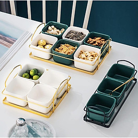 Mua Khay đựng mứt  trái cây đế khung sắt đen 3 hủ