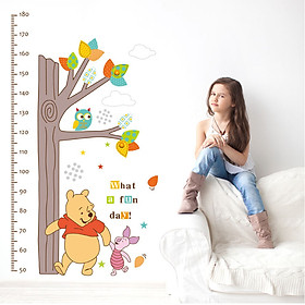 Decal tranh dán tường thước đo chiều cao Gấu Pooh vui vẻ AmyShop DTD009 70