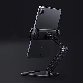 Hình ảnh Giá đỡ iPad máy tính bảng bằng kim loại để bàn gấp gọn xoay dọc ngang, kẹp máy iPad mini 9.7in 10.2in 10.5in 11in 12.9in - Hàng chính hãng