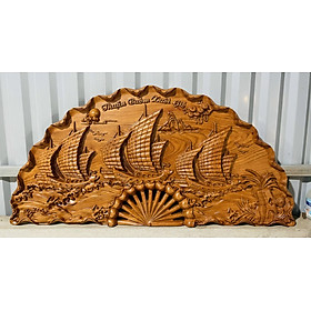 Mua Tranh cánh quạt treo tường trạm khắc thuận buồm xuôi gió bằng gỗ hương đá kt 100×50×4cm