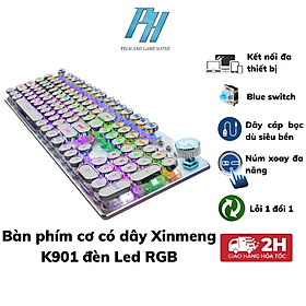 Mua Bàn phím cơ Blue switch Ximeng K901  Bàn phím gaming chính hãng led RGB Phím tròn mạ bạc cá tính