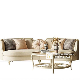 Mua Bộ Sofa Màu Trắng Kem  Dát Lá Vàng Phòng Khách Tân Cổ Điển SF411 - Đồ Gỗ Nhà Tôi
