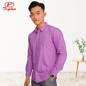 Áo sơ mi màu hồng pastel hiệu Amazing, dáng trẻ slim fit, phong cách Hàn Quốc, vải bamboo mềm mịn