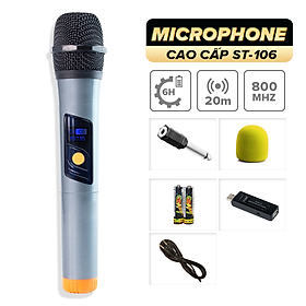 Micro không dây lẻ giá rẻ C.O.K ST-106 (1 Mic) Dành cho loa kéo, dàn âm Ly có cổng Mic Jack 6.5 - Hàng chính hãng 100%