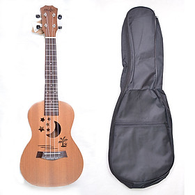 Mua Đàn Ukulele Concert gỗ hình Trăng Sao (tặng kèm bao đựng  sách học  phím gảy)