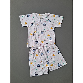 (3-10kg) Bộ quần áo hoạ tiết cài xéo tay ngắn và tay dài cho bé JERRY - TAY NGẮN -MẪU 4