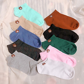 10 Đôi Tất Gấu Nữ Cổ Ngắn Nhiều Màu Ngừa Hôi Chân