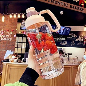 Mua BÌNH NƯỚC 1800ML CÓ CHIA VẠCH  KÈM ỐNG HÚT TIỆN LỢI