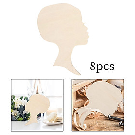 8 Pieces African Girl Wooden Cutouts DIY Template Head Wooden Silhouette for DIY Mother's Day Present Crafts Wreath Door Sign Wall Decor