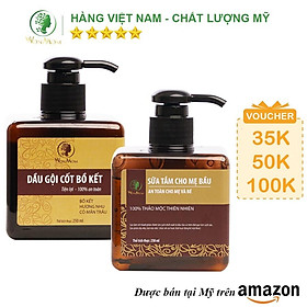 Bộ dưỡng thơm tho body và làm sạch cơ thể Wonmom ( 1 dầu gội cốt bồ kết + 1 sữa tắm thảo dược )