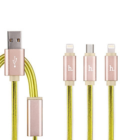 Mua Cáp sạc Có đèn báo HoCo UPL12 cổng USB/Lightning/TypeC (Vàng) - Hàng nhập khẩu