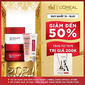 Bộ đôi kem dưỡng chống lão hóa dưỡng ẩm,bảo vệ da ngày và đêm L'Oreal Paris Revitalift (Kem N-D,HA mini,KCN mini)