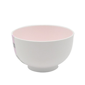 Tô nhựa tròn màu trắng lòng màu hồng - xanh 13.7cm x 8.5cm nội địa Nhật Bản (Size trung)