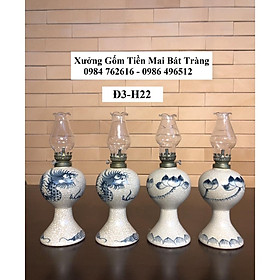 Mua Đ3-H22: Đèn thờ men rạn chàm cổ vẽ tay