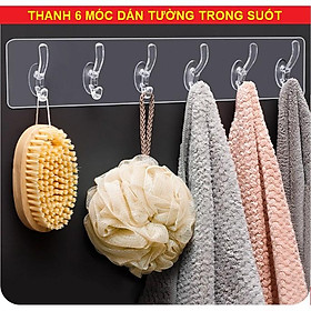 Mua Móc dán tường  thanh 6 móc treo đồ dán tường nhà tắm nhà bếp siêu dính siêu chịu lực