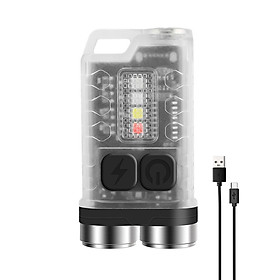 V3 Mini Flashlight LED Keychain Flashlight Rechargeable Pocket Light Waterproof with 5-Level Brightness 4-Color Light Source for Camping Hiking Emergency Use