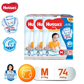 Combo 3 Tã quần Huggies Super Jumbo size M74 - 74 Miếng (6 - 11kg)