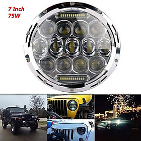 7'' 75W LED Round Headlight H4 DRL Hi/Lo Beams for Jeep Wrangler CJ JK TJ