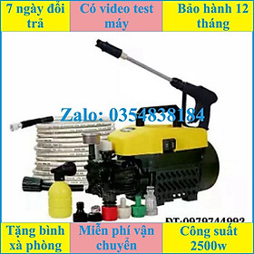 Mua Máy rửa xe áp lực cao.dây 15m súg dai nửa mét- Hàng công ty - Tặng bình xịt tuyết - Bảo hành 6 tháng