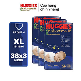 Combo 3 Tã quần Huggies Naturemade ban đêm M58/L44/XL38/XXL26