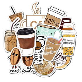 Bộ sticker chống thấm nước trang trí mũ bảo hiểm, đàn, guitar, ukulele, điện thoại laptop, dán sticker macbook sticker chủ đề coffee