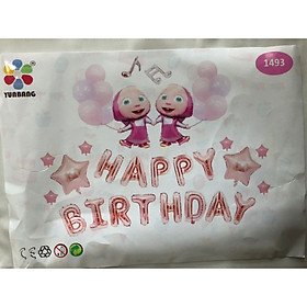 Set bóng kiến happy birthday màu hồng chủ đề Masha