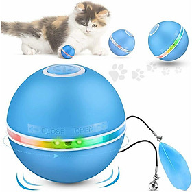 Đồ chơi tương tác cho mèo có đèn LED, đồ chơi tương tác tự động cho mèo, xoay tự động 360 độ, tải USB, chó và mèo con, màu xanh