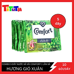 Hình ảnh Combo 5 dây Nước xả vải Comfort một lần xả Hương Gió Xuân dây 10 gói x5