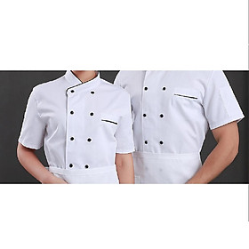 Unisex Short Sleeve Chef Jacket Kitchen Cook Coat Uniforms M Black - L
